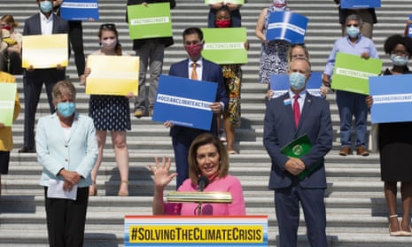 Nancy Pelosi, speaker of the House, unveils the Climate Crisis action plan on 30 June.