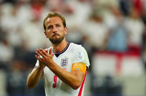 Harry Kane of England applauds the fans after victory against Croatia in Dallas.