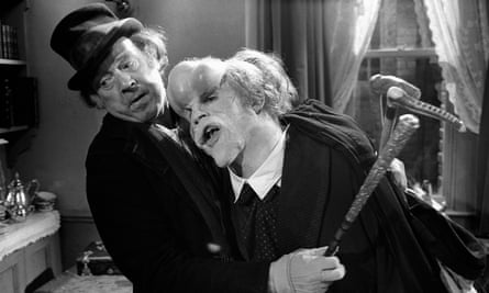 Freddie Jones, left, and John Hurt in a scene from Lynch’s The Elephant Man, 1980. Mel Brooks, its producer, described Lynch as ‘Jimmy Stewart from Mars’.