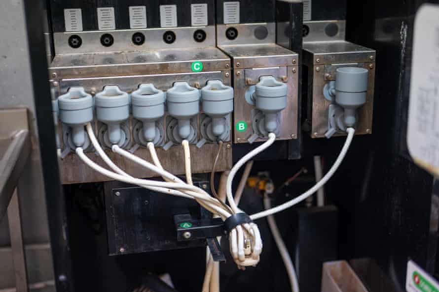 The inner workings of a vending machine at the Westomatic warehouse in Devon.