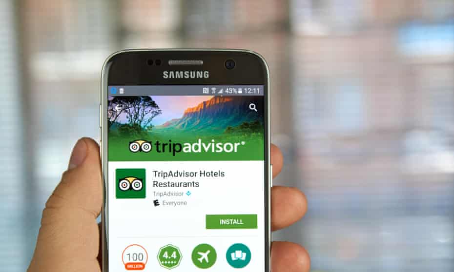 TripAdvisor app running on a Samsung smartphone.