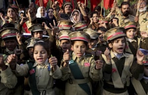 Lahore, PakistanChildren wear army uniform take part in a demonstration called by a social movement ‘Khaksar Tahreek’ against the recent US attack in Iraq that killed Iranian Gen. Qassem Suleimani