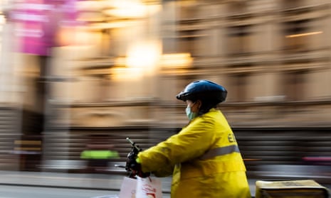 A food delivery rider in Melbourne’s CBD