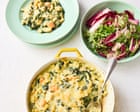 Jamie Oliver’s recipes for fish pie pasta bake and tomato and feta lentils