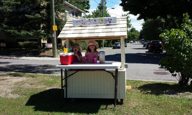 Eliza and Adela at their lemonade stand.