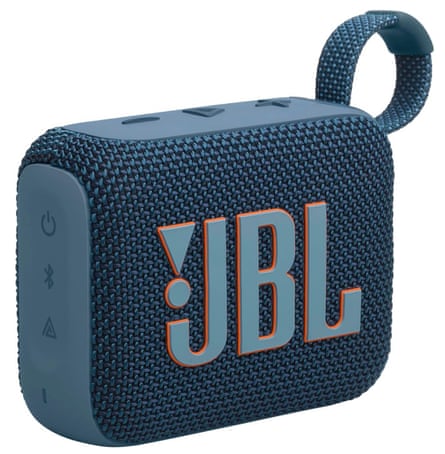 a small blue speaker