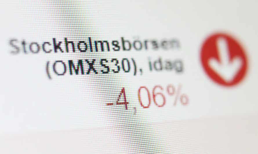 The OMX Stockholm 30 index shows a 4.06% fall