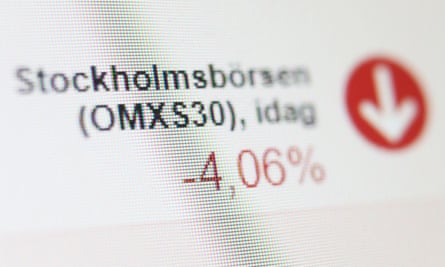 The OMX Stockholm 30 index shows a 4.06% fall