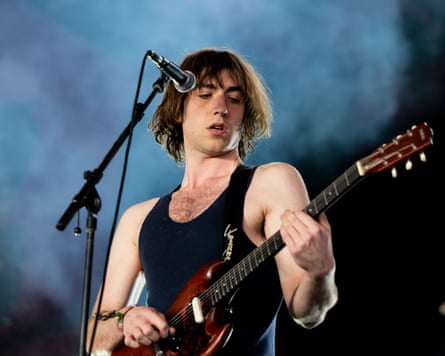 Singer Cameron Winter of Geese performs on day 2 of Coachella on 18 April 2026 in Indio, California.