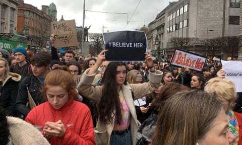 A protest after Paddy Jackson and Stuart Olding were found not guilty of rape, Dublin, March 2018