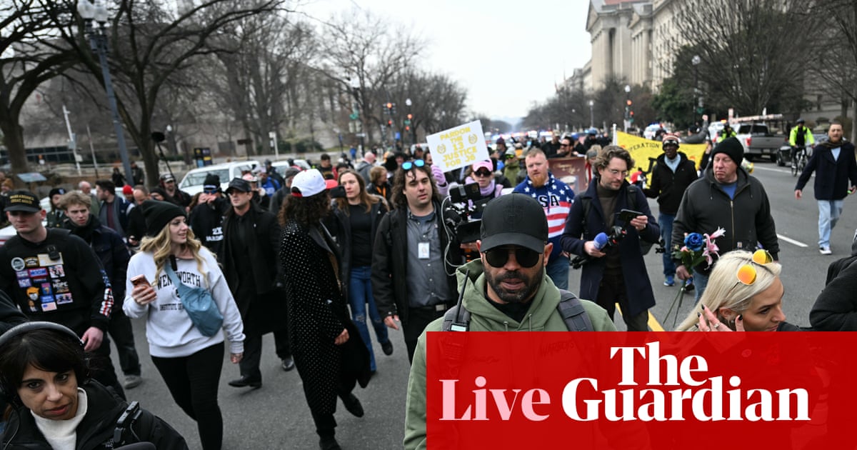 Dozens of pro-Capitol rioters march through Washington five years after attack; brawl erupts as counter-protester is arrested – live