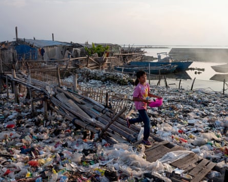Sea of plastic waste, Panggang island, Indonesia