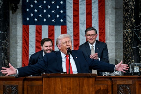 Trump claims host of successes and attacks old foes in longest State of the Union | Donald Trump | The Guardian