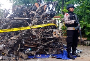 The aftermath of the church bombings in Surabaya.