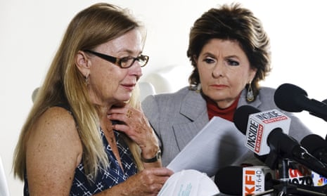 Script Supervisor Mamie Mitchell reads a statement, left, as she is joined by her attorney Gloria Allred during a news conference on Wednesday, Nov. 17, 2021 in Los Angeles. Allred announced a lawsuit on behalf of Mitchell, who was on set when a prop gun being used by Alec Baldwin went off, killing cinematographer Halyna Hutchins and wounding the film's director. (AP Photo/Richard Vogel)