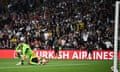 Borussia Dortmund's Niclas Fullkrug hits the post from a shot.