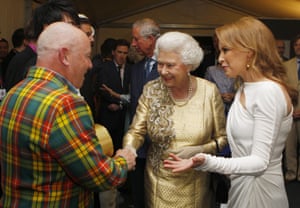 Minogue with the Queen backstage during the Diamond Jubilee concert in London in 2012, where she performed Spinning Around