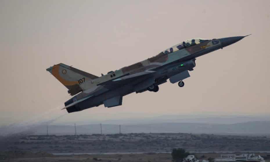 An F-16I tactical fighter jet taking off from an air force base in southern Israel. 