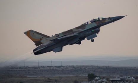 A file picture shows an F-16I tactical fighter jet taking off at the Hatzerim Air Force base outside Beersheva in southern Israel. 
