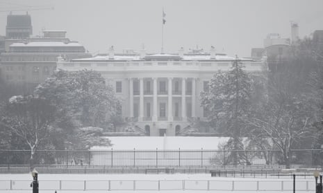 The White House on snowy Tuesday, earlier today.