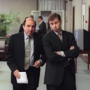 Boris Berezovsky and Roman Abramovich in the State Duma in Moscow, June 2000.