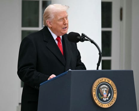 Donald Trump at the White House turkey pardon ceremony in the Rose Garden.