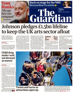 Guardian front page, Monday 6 July 2020