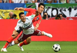 Lozano fights for the ball with Lee Yong tty Images