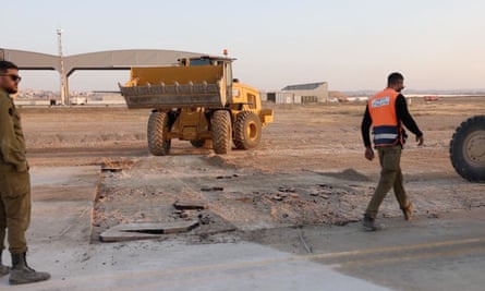 Damaged area at a location given as Nevatim airbase