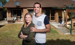 Chris Heath and Kaitlyn Offer at their first home in Whittington, Geelong.