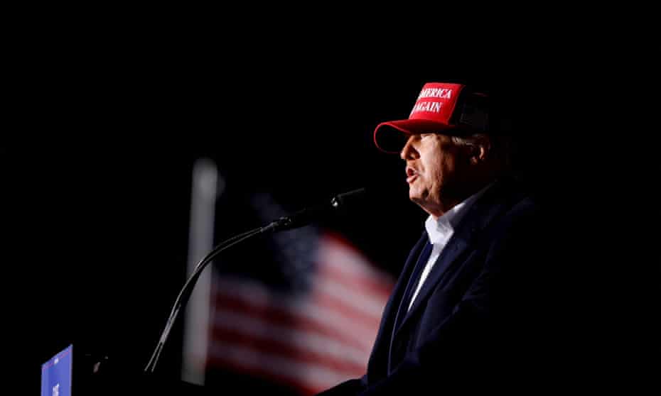 Former U.S. President Trump holds rally in Florence, South Carolina<br>Former U.S. President Donald Trump speaks during a rally at Florence Regional Airport in Florence, South Carolina, U.S., March 12, 2022. REUTERS/Randall Hill
