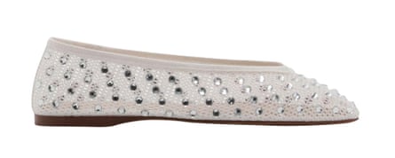 white mesh flats with rhinestones