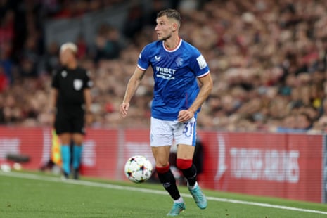 Borna Barisic in action for Rangers.
