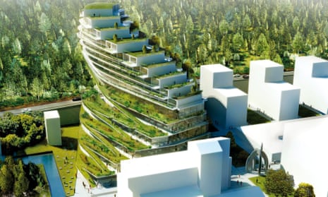 Architecture firm 3XN’s design for a residential school in Stockholm includes hanging gardens, green terraces and vertical farming on the exterior.