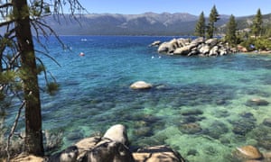 A stretch of northeast shore of Lake Tahoe looking north from Sand Harbor to Incline Village, Nevada, July 13, 2020.