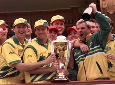 Australia celebrate winning the 1999 Cricket World Cup.