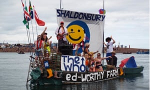 People dressed up and sailing at the Shaldon Water Carnival.