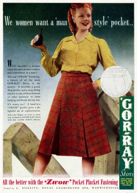 ’We women want a ’man style’ pocket’. . Why shouldn’t a women enjoy the same pocket comfort and convenience as a man? The new ’zwow’ fastening a feature of all the latest Gor-ray skirts, is the answer. It provides a good, deep pocket and a snug fitting placket in one, without buttons or other fasteners to cause bulging and break the hip line. 19432M3KBGR ’We women want a ’man style’ pocket’. . Why shouldn’t a women enjoy the same pocket comfort and convenience as a man? The new ’zwow’ fastening a feature of all the latest Gor-ray skirts, is the answer. It provides a good, deep pocket and a snug fitting placket in one, without buttons or other fasteners to cause bulging and break the hip line. 1943