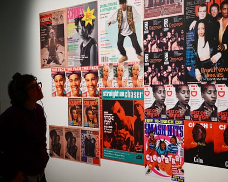 Magazine covers in The Music is Black: A British Story, V&A East Museum's first temporary exhibition celebrating 125 years of Black British music.
