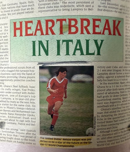 A news clipping from Nelson Vargas’s time at the U-17 World Cup.