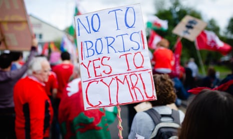 Welsh independence rally in Merthyr Tydfil, Wales, in 2019.
