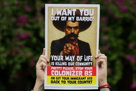 A sign at the protest in Mexico City earlier this month.