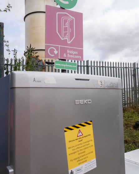 A fridge at a recycling centre