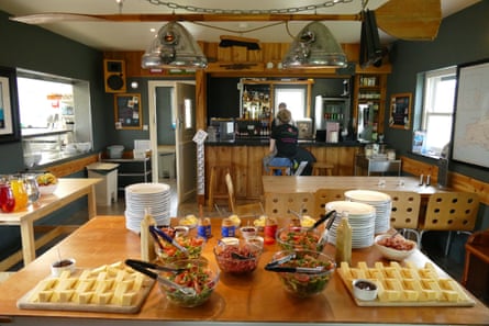 Food on table at Ecolodge, Preseli Venture, Wales
