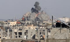Smoke rises after an Israeli strike on Rafah
