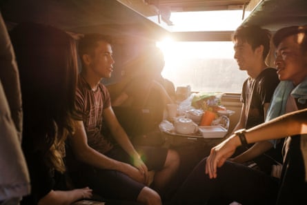 Young people in compartment