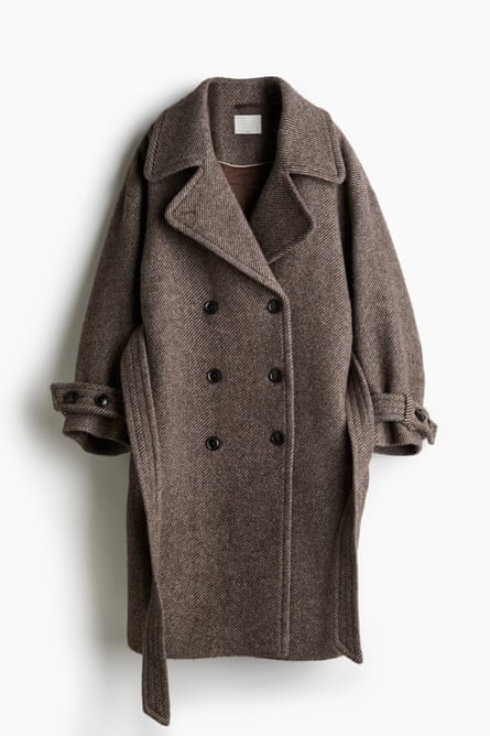 Herringbone belt coat