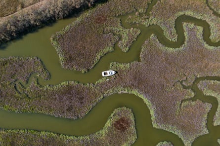 Three-quarters gone … an aerial view of the Venice lagoon.
