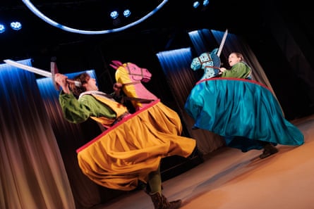 Joy … Adam Mirsky and Megan Vaughan-Thomas as battling knights.