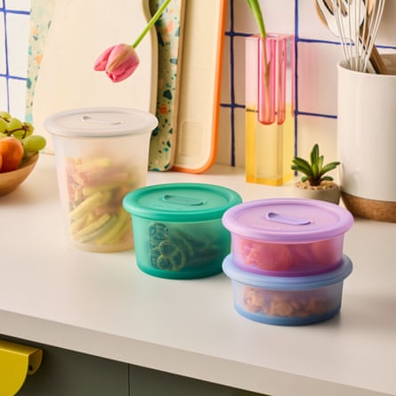 multicolored food storage containers on kitchen counter